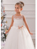 Ivory Lace Glittering Tulle Floor Length Stylish Flower Girl Dress Ivory Lace Glittering Tulle Floor Length Stylish Flower Girl Dress